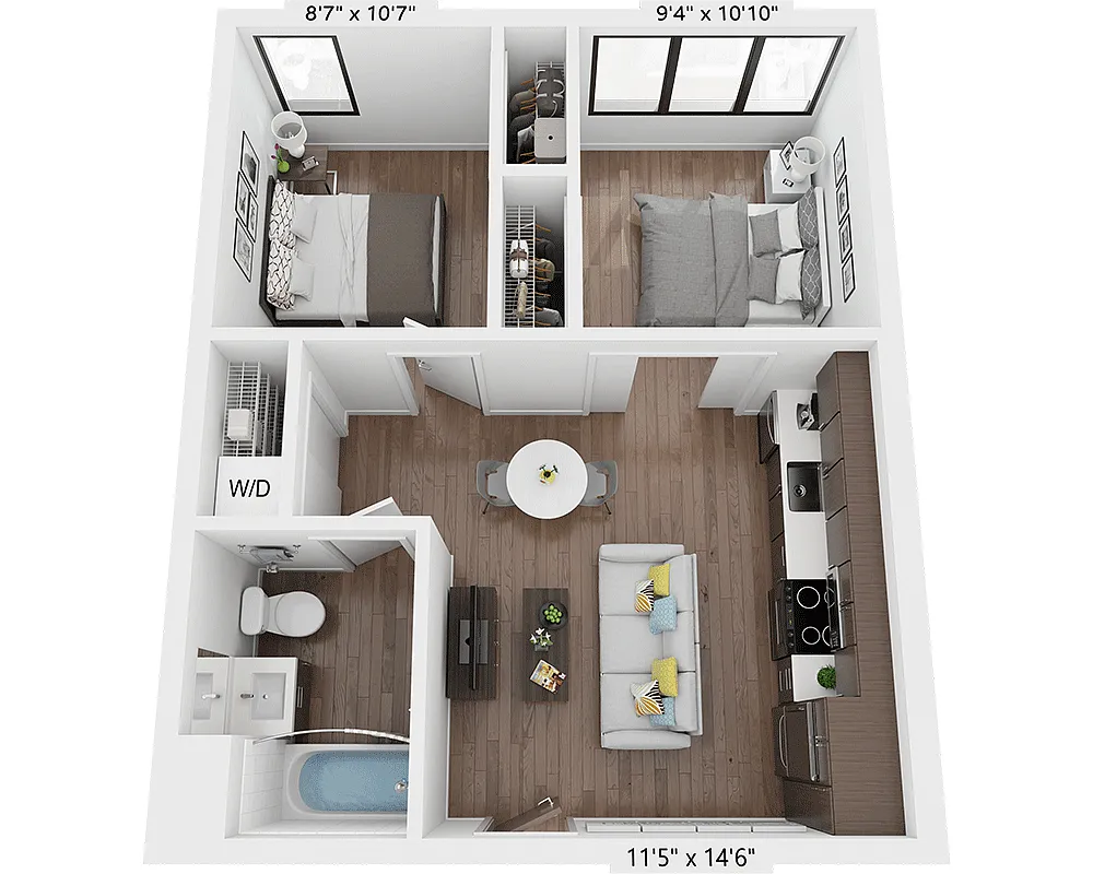 Floor plan Two Bedroom B1A