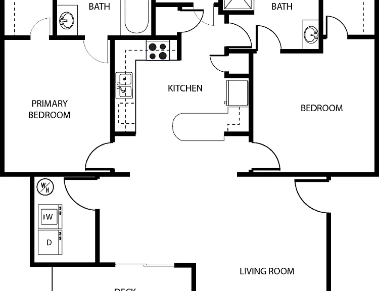 Two Bedroom Two Bathroom Floorplan Diagram