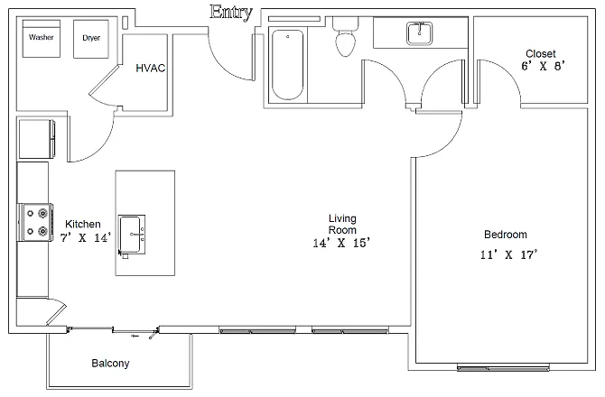 Floor plan One-Bedroom Apartment (A6B)