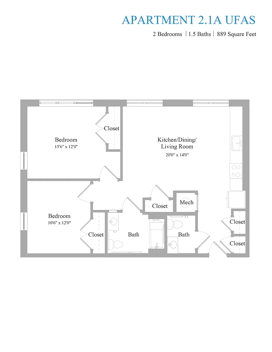 Floor plan 2A UFAS-VHI