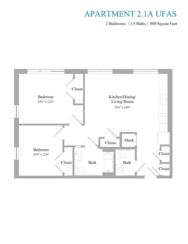 Floor plan 2A UFAS-VHI