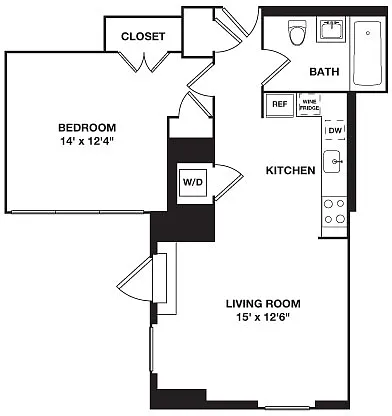 Floor plan One Bedroom 10G