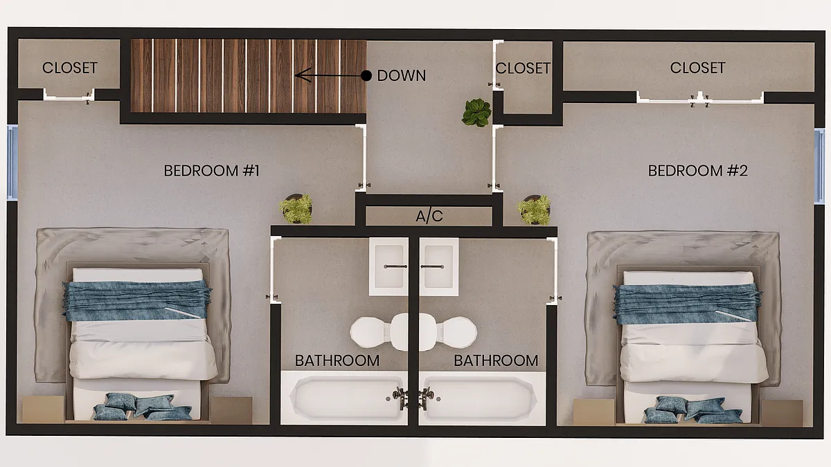 Floor plan 2 Bedroom|2.5 Bath TH