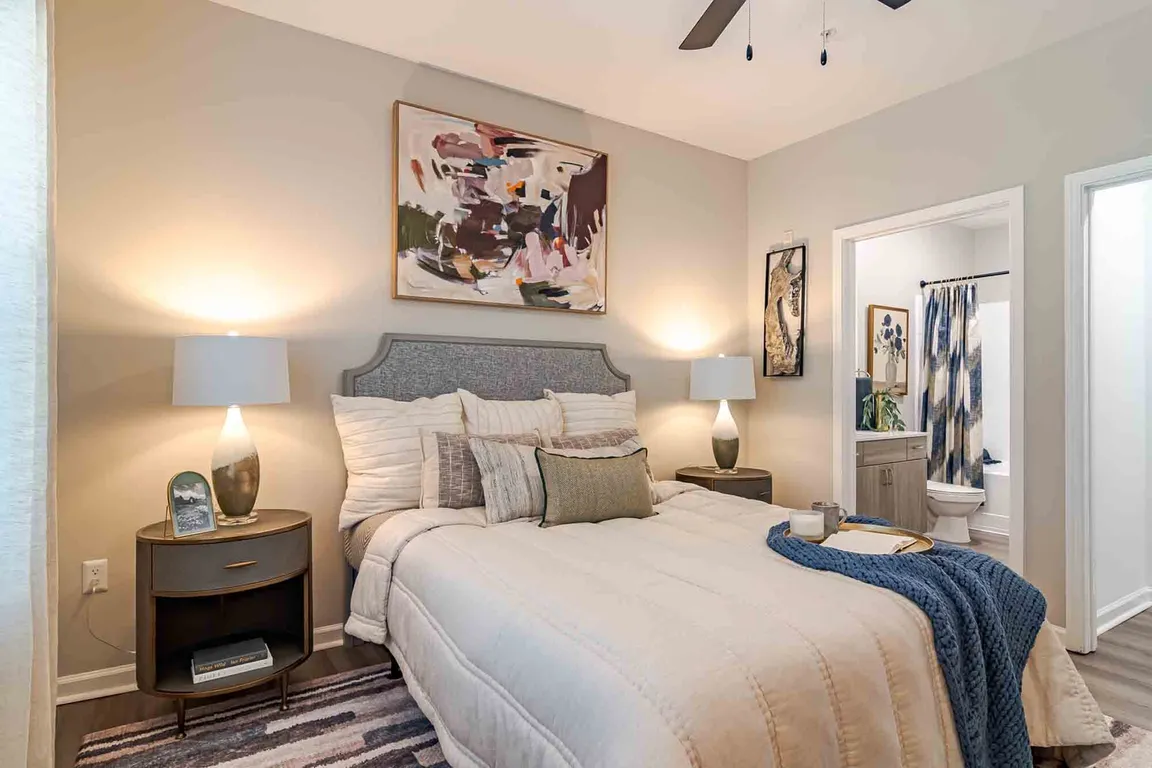 Cozy bedroom with ensuite bathroom and walk-in closet.