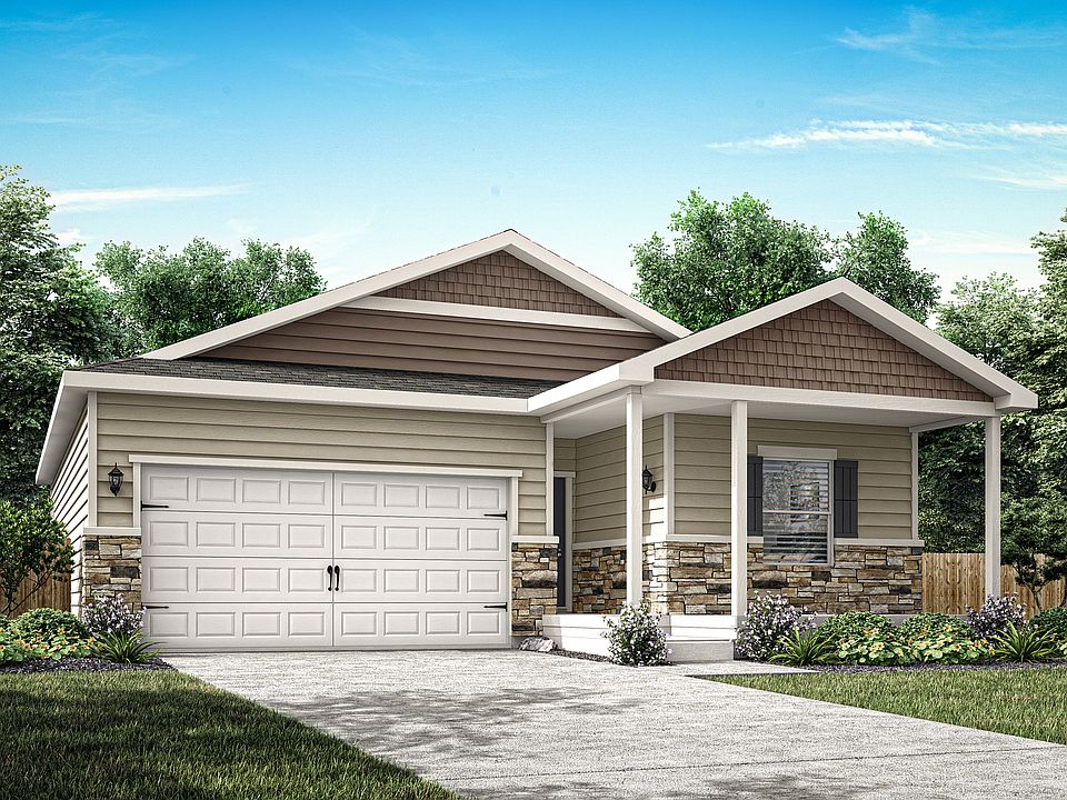 The Chatfield is a beautiful single story home with siding and stone.