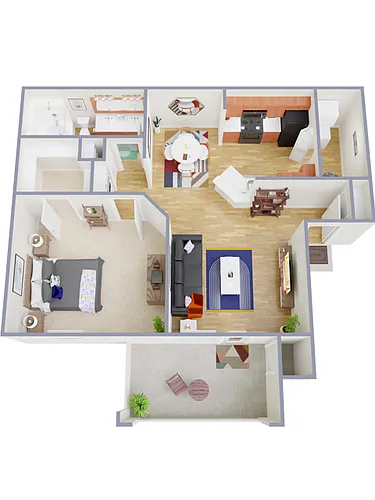 Floor plan 1 Bed, 1 Bath A (80% Income Restricted)