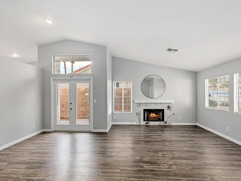 High Ceilings, fireplace in living room