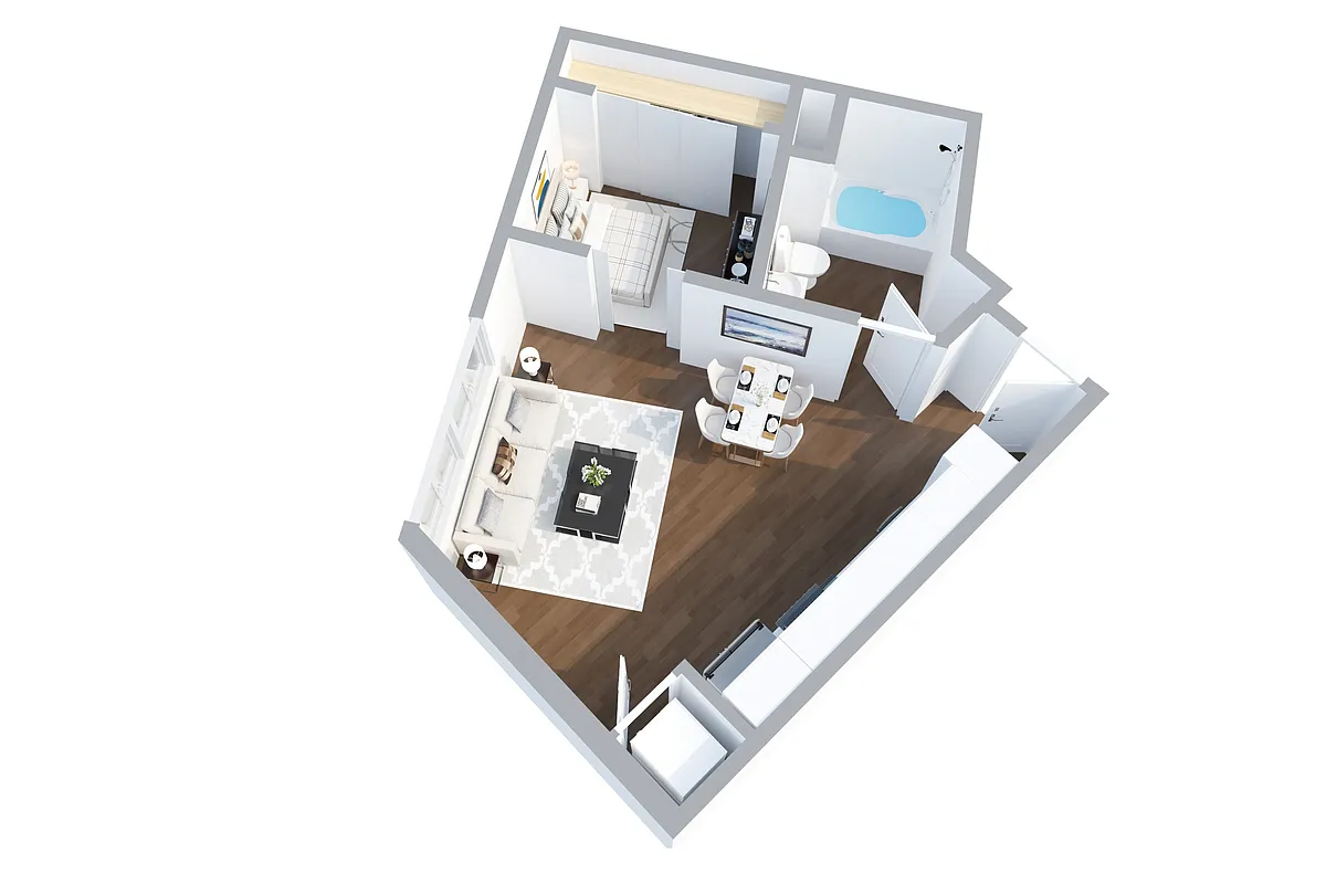 Floor plan 1 Bedroom/1 Bathroom Open Concept