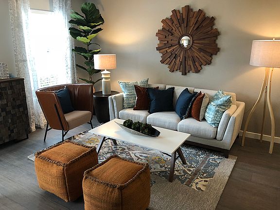Newly renovated living room with wood-look flooring*