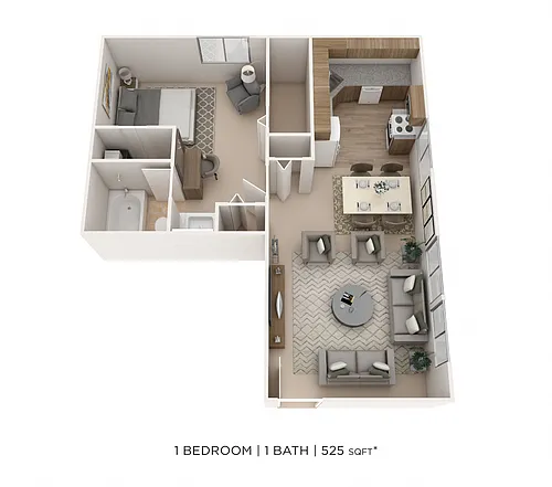 Floor plan One Bedroom-525 sqft