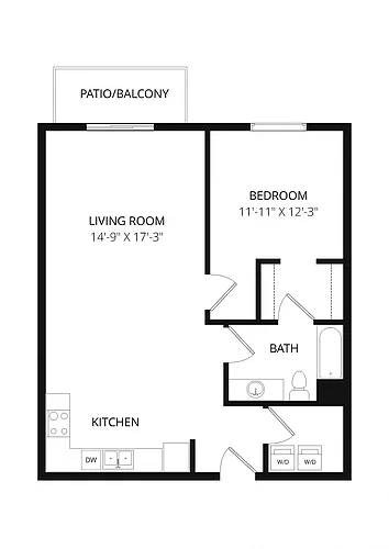 Floor plan 1x1 Grant