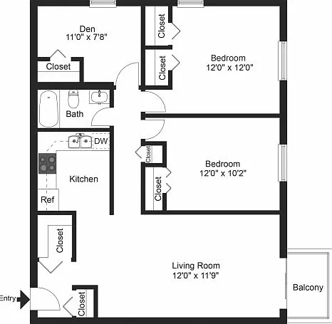 Two bedroom floor plan Two bedroom floor plan