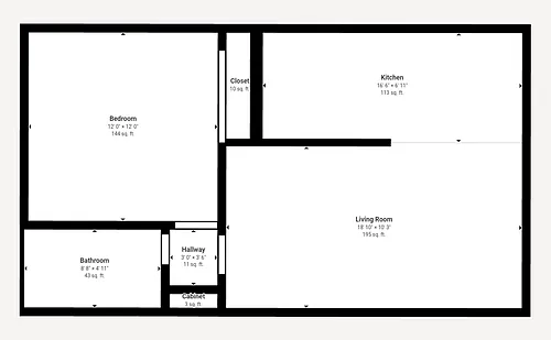 Floor plan 1 Bed 1 Bath