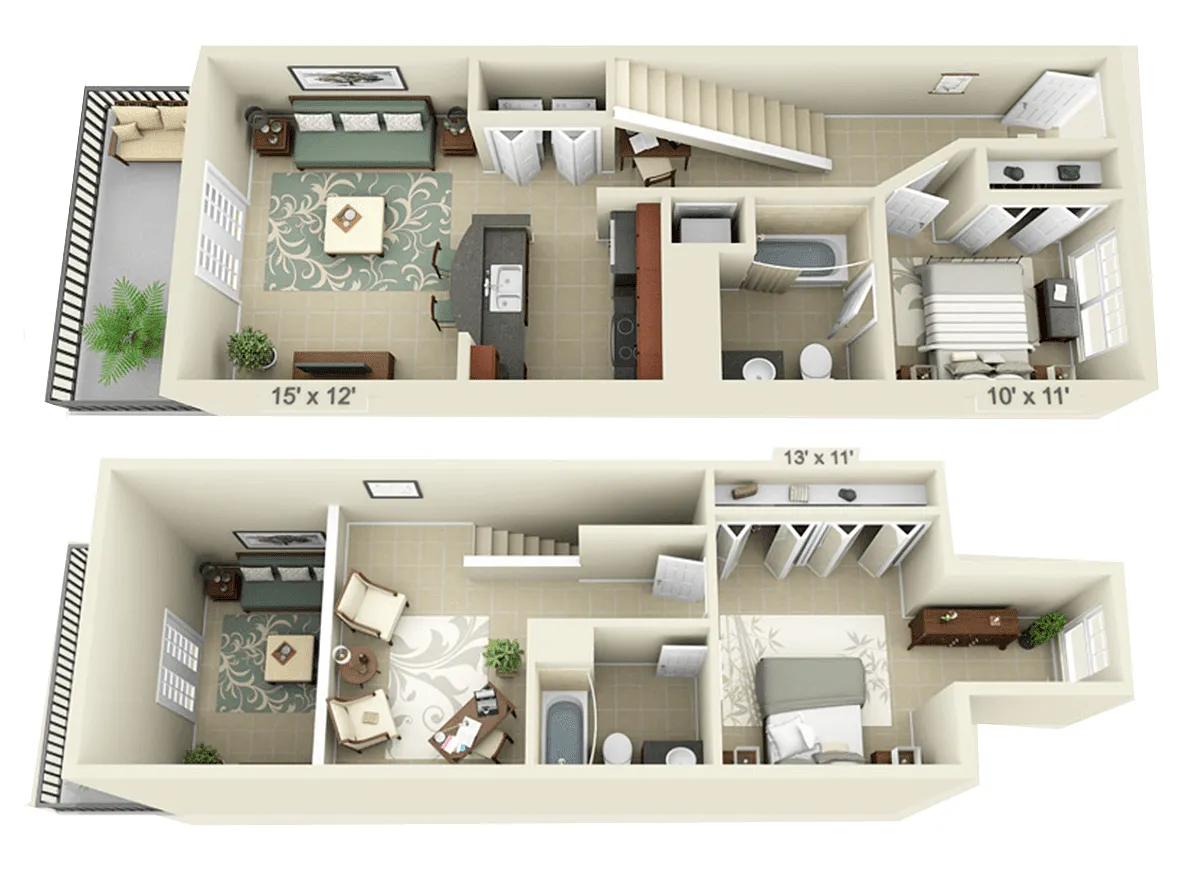 Floor plan 2 Bed 2 Bath With Study