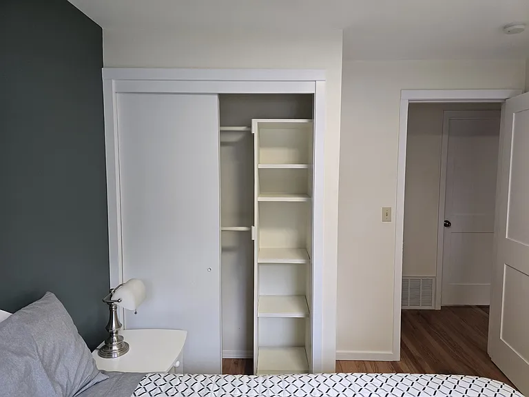 Upper Level | Bedroom 3 | Queen | Desk | 1 large closet with shelf | Room-darkening curtains