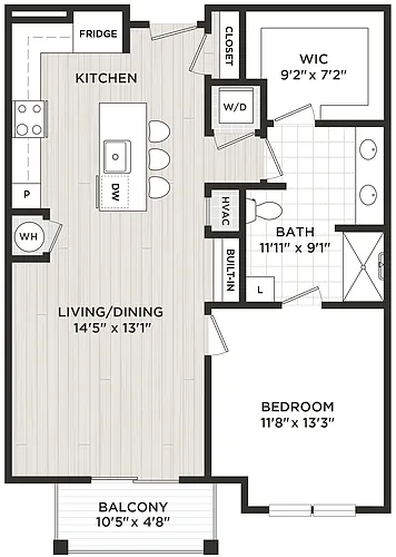 Floor plan 1 Bed/1 Bath-B3