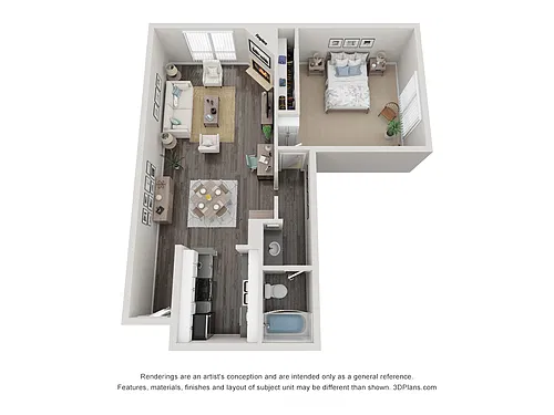 Floor plan One Bedroom-Tower 1
