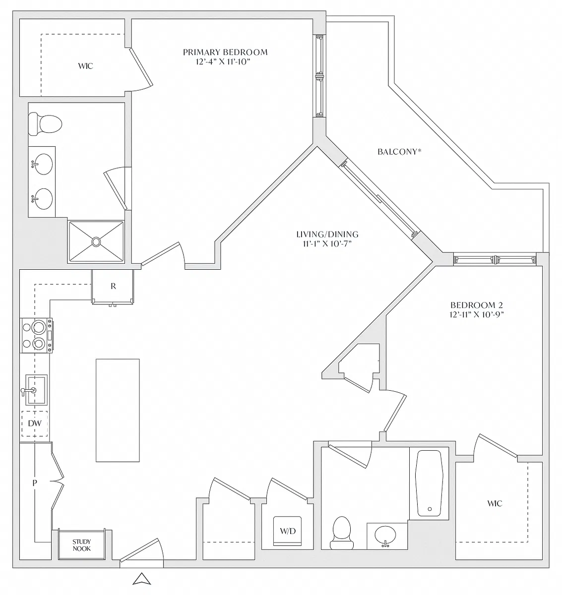 Floor plan 2 Bed/2 Bath-B2