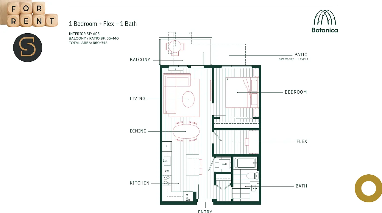 1 bed, 745 sqft, $2,200 — Photo 2