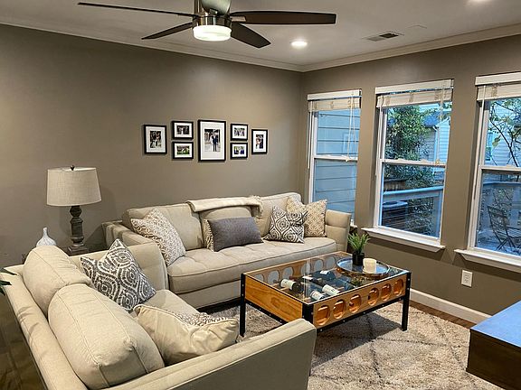 Living room with view to back deck