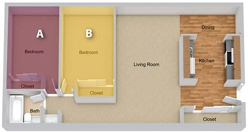 Floor plan By The Bed Pricing - Two Bedroom
