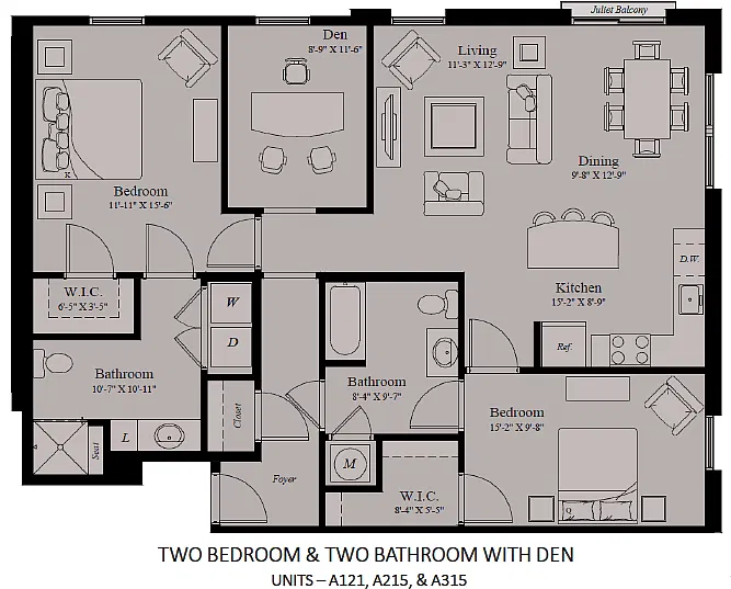 Floor plan 2 Bedroom, 2 Bath