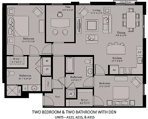 Floor plan 2 Bedroom, 2 Bath