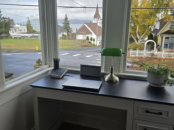 View from the front of the home, downtown, river and Washington