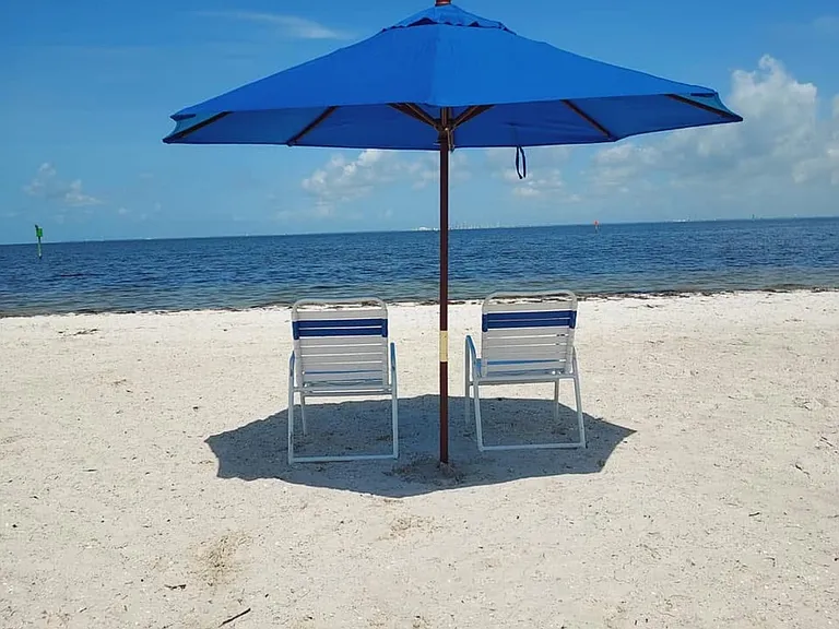 Private beach overlooking the bay.