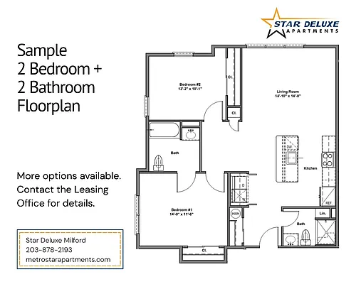 Floor plan Two Bed Two Bath