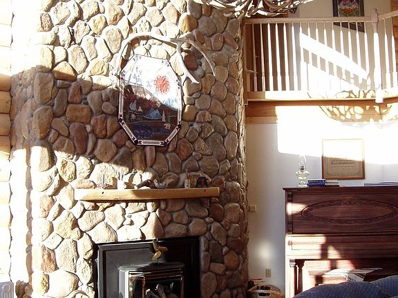 Huge stone fireplace