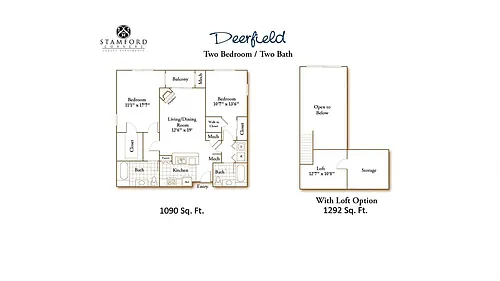 Floor plan 2 Bed/2 Bath-Deerfield w/Loft