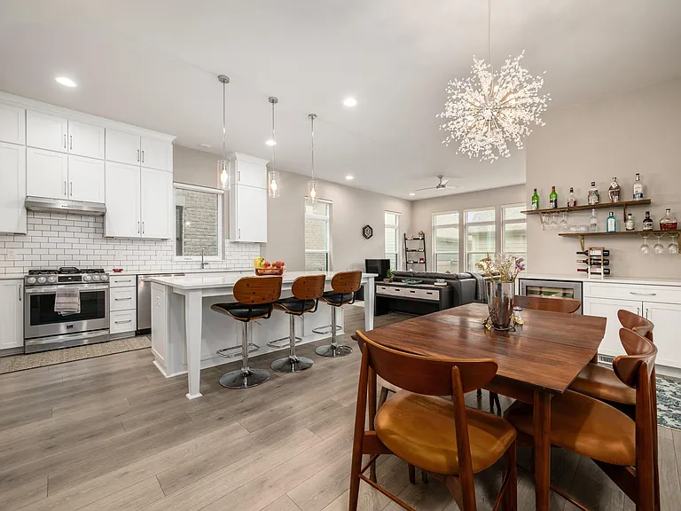 Open plan kitchen, dining and living room