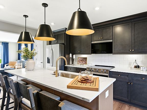 Kitchen Area and Island on the First Floor of the York II