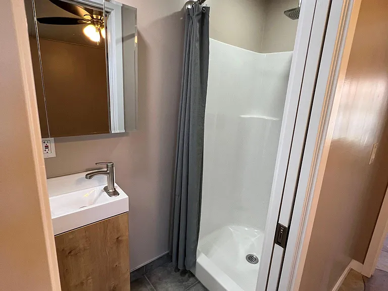Walk in shower.