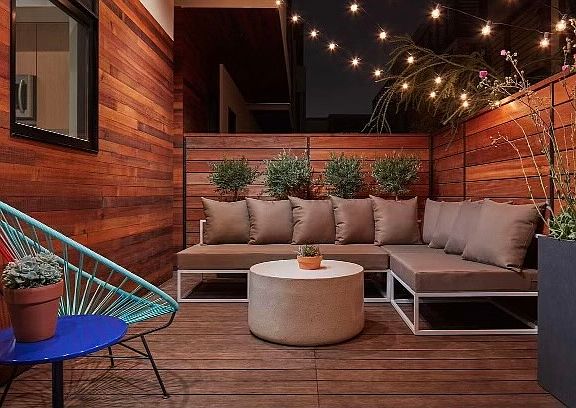 Professional photo of peaceful outdoor patio/deck