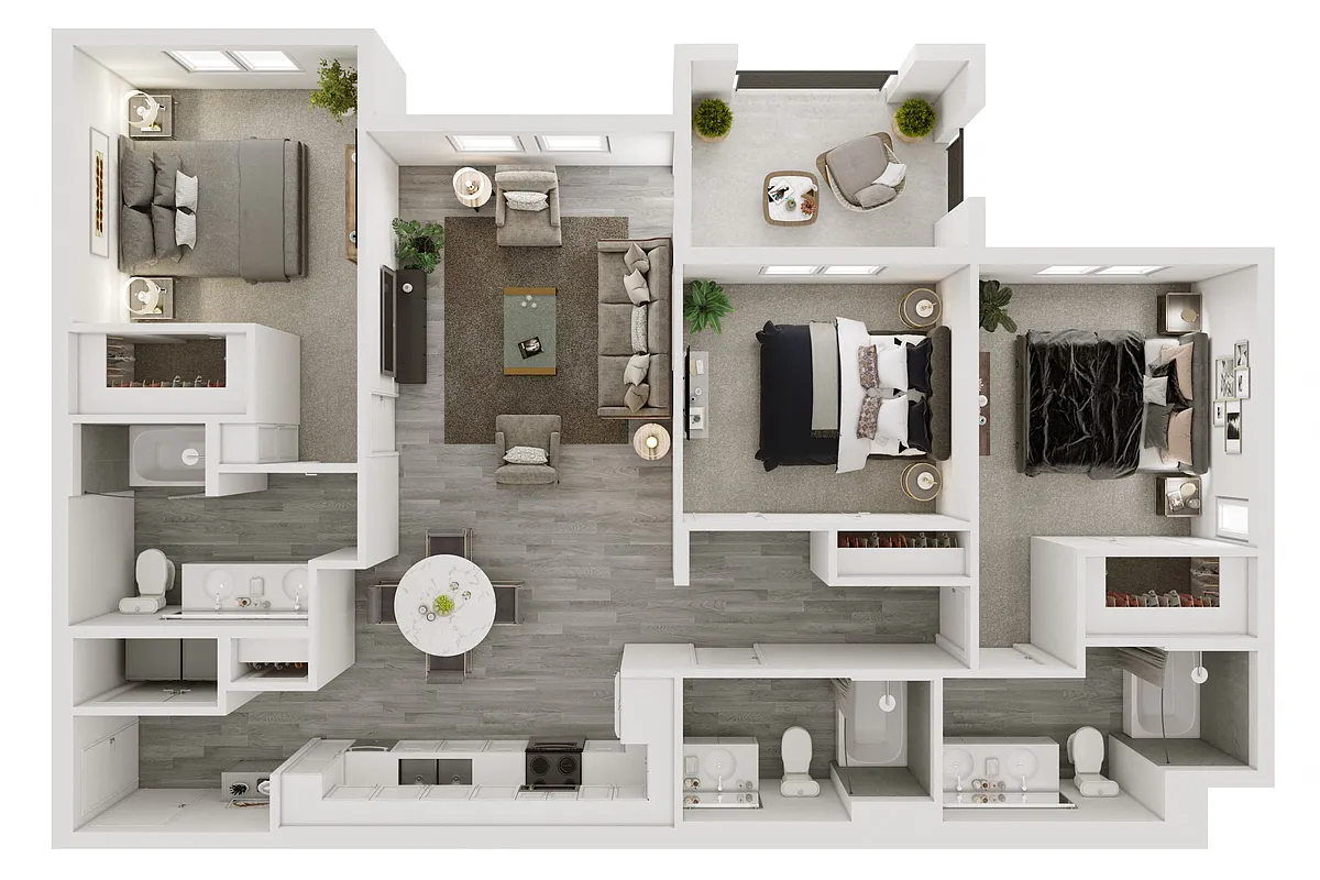 Floor plan Three Bedroom Three Bathroom