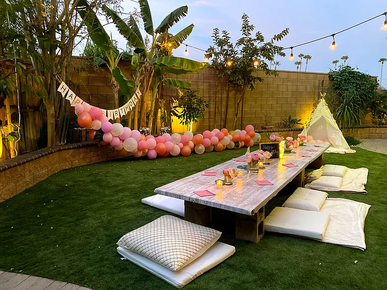 Private yard decorated.