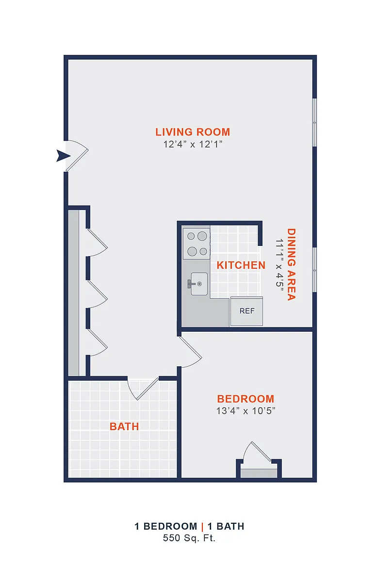 Floor plan 1 Bed | 1 Bath