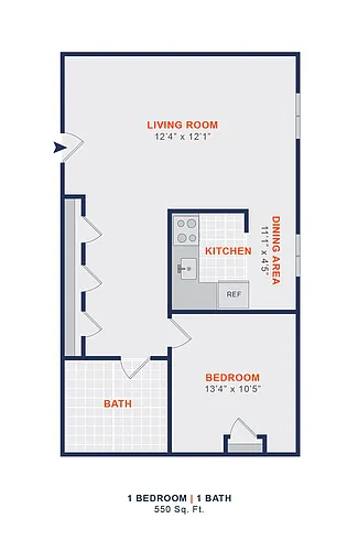 Floor plan 1 Bed | 1 Bath