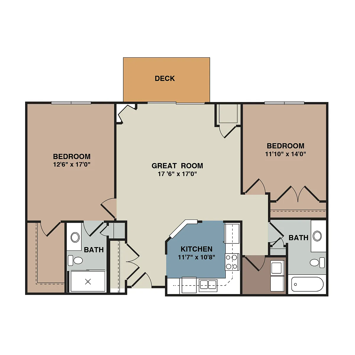 Floor plan 2C - 2 Bedroom
