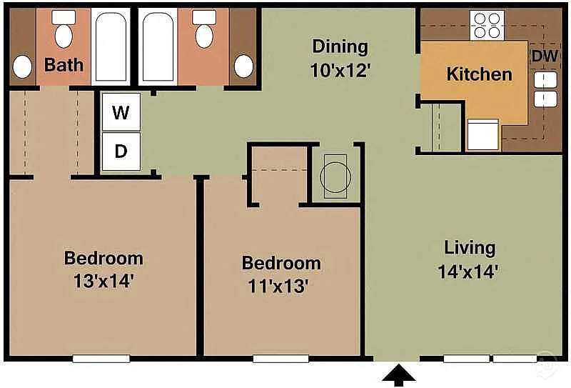 Floor plan 2Bed - 2Bath