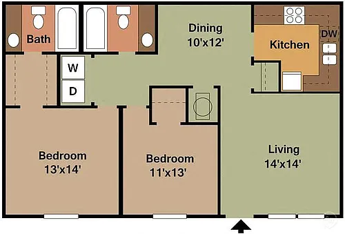 Floor plan 2Bed - 2Bath