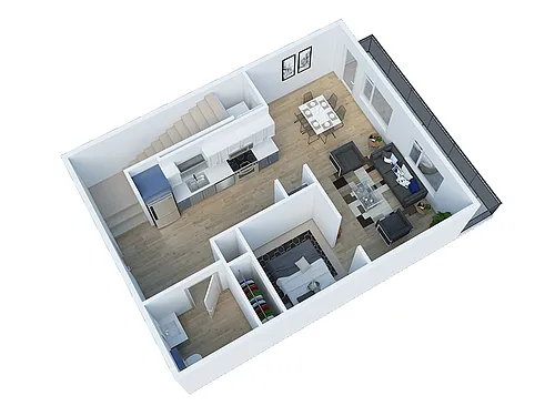 Floor plan 1Bedroom B Townhouse