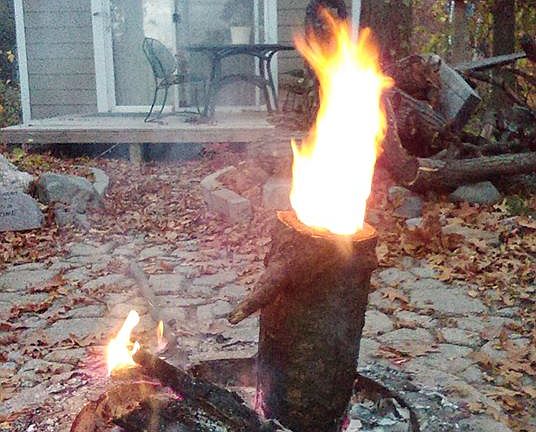 Bon Fire With A Hollow Log