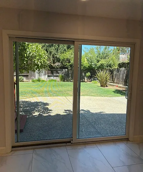 Backyard view through family room slider