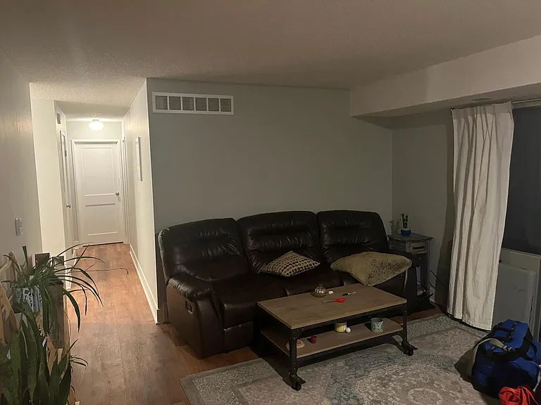 living room and hallway. Door on left is door to main bedroom