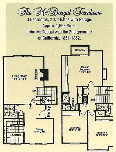 Floor plan McDougal - 3 Bedroom Townhome