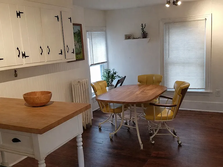 The butcherblock island (moveable) comes with the apartment.