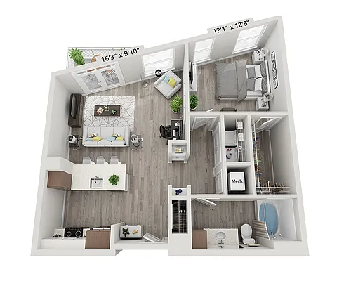 Floor plan One Bedroom A1L